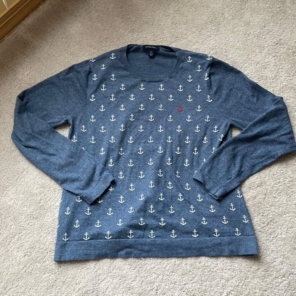 Nautical blue lands end cotton/cashmere sweater in large (fits like medium)